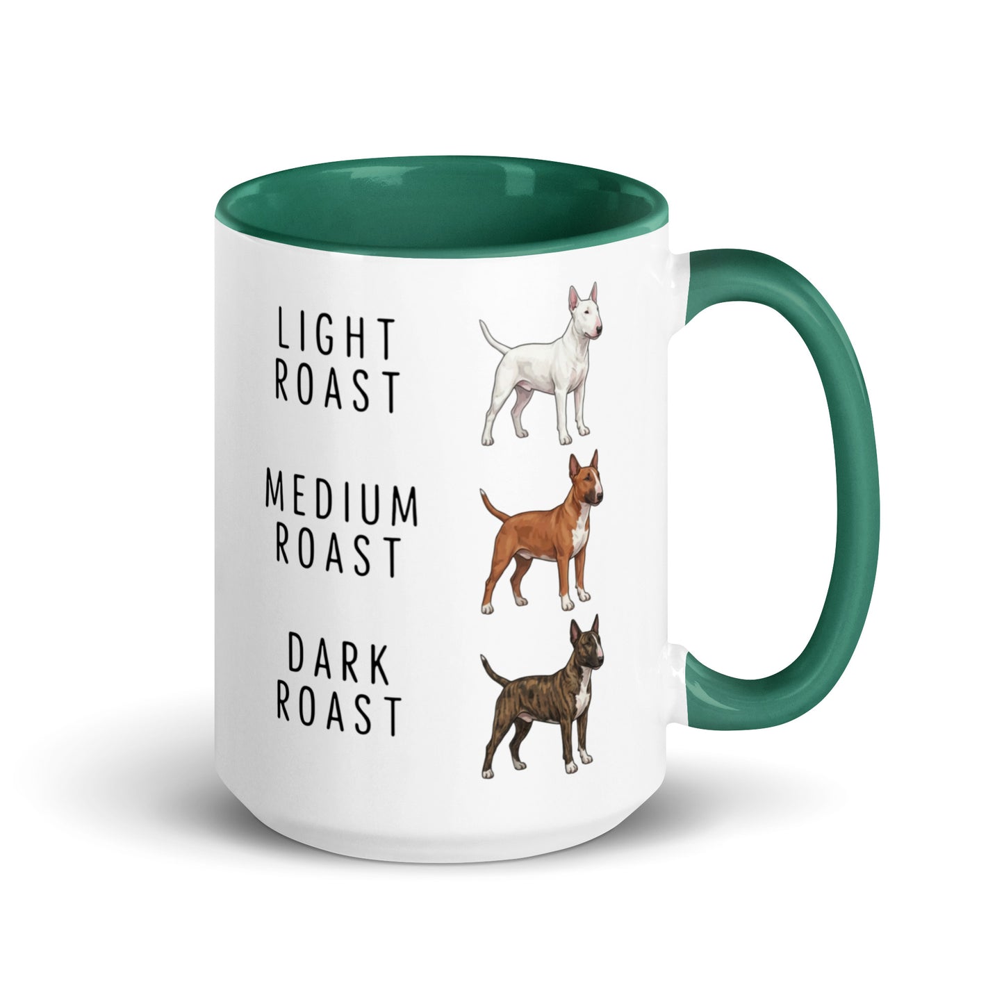 Bull Terrier Coffee Roast Mug . Dark green 15 oz