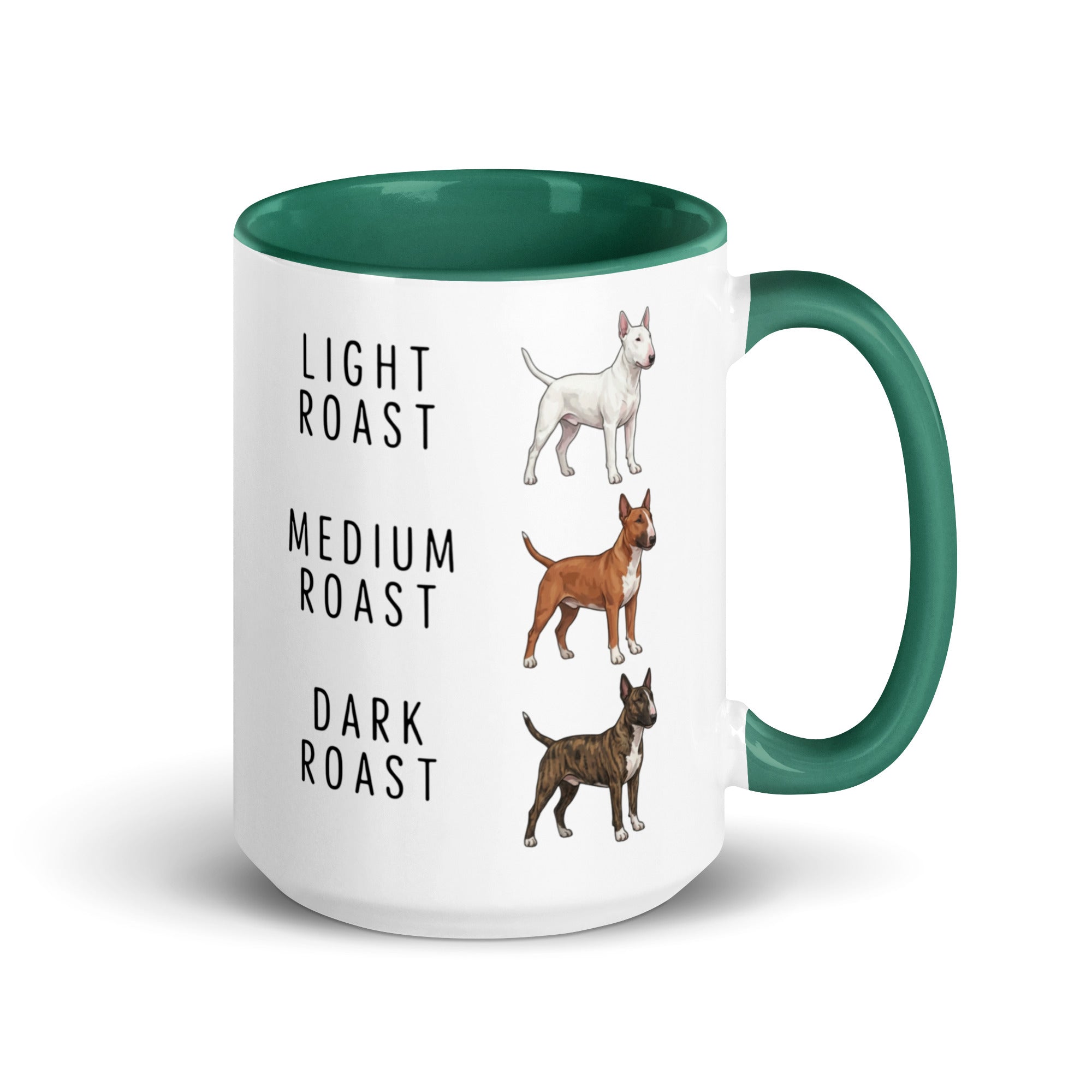 Bull Terrier Coffee Roast Mug . Dark green 15 oz