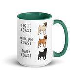 Pug Coffee Roast Mug . Dark green 15 oz