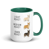 Corgi Coffee Roast Mug . Dark green 15 oz