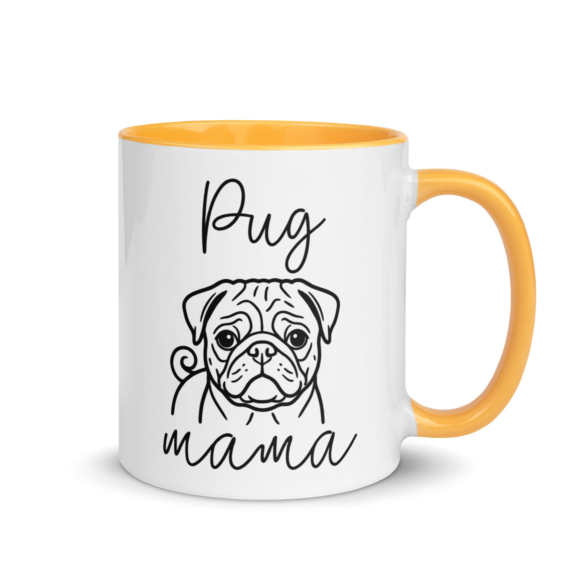Pug Mama Mode Mug . Golden Yellow 11 oz