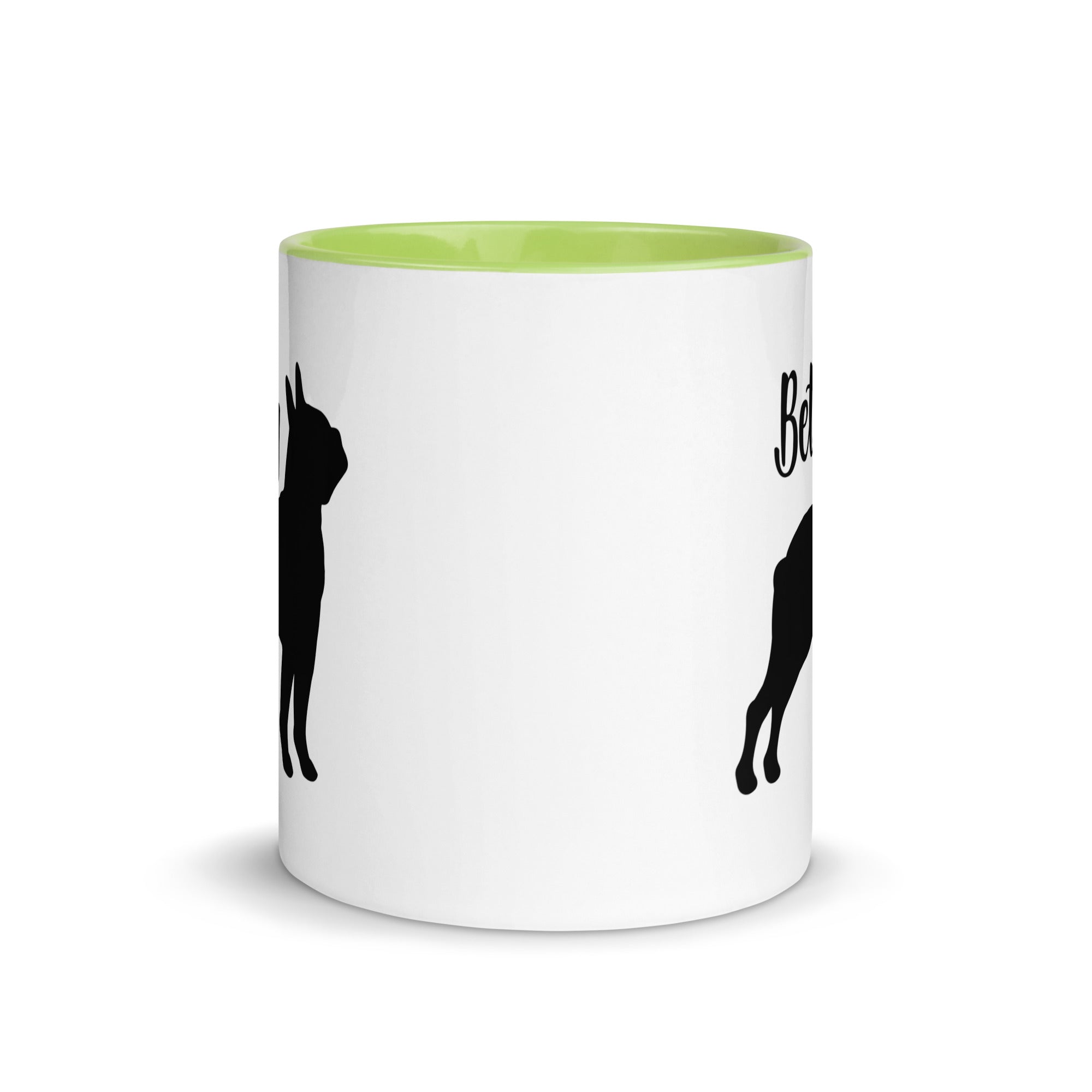 Custom Name with Boston Terrier Silhouette Mug with Color Inside