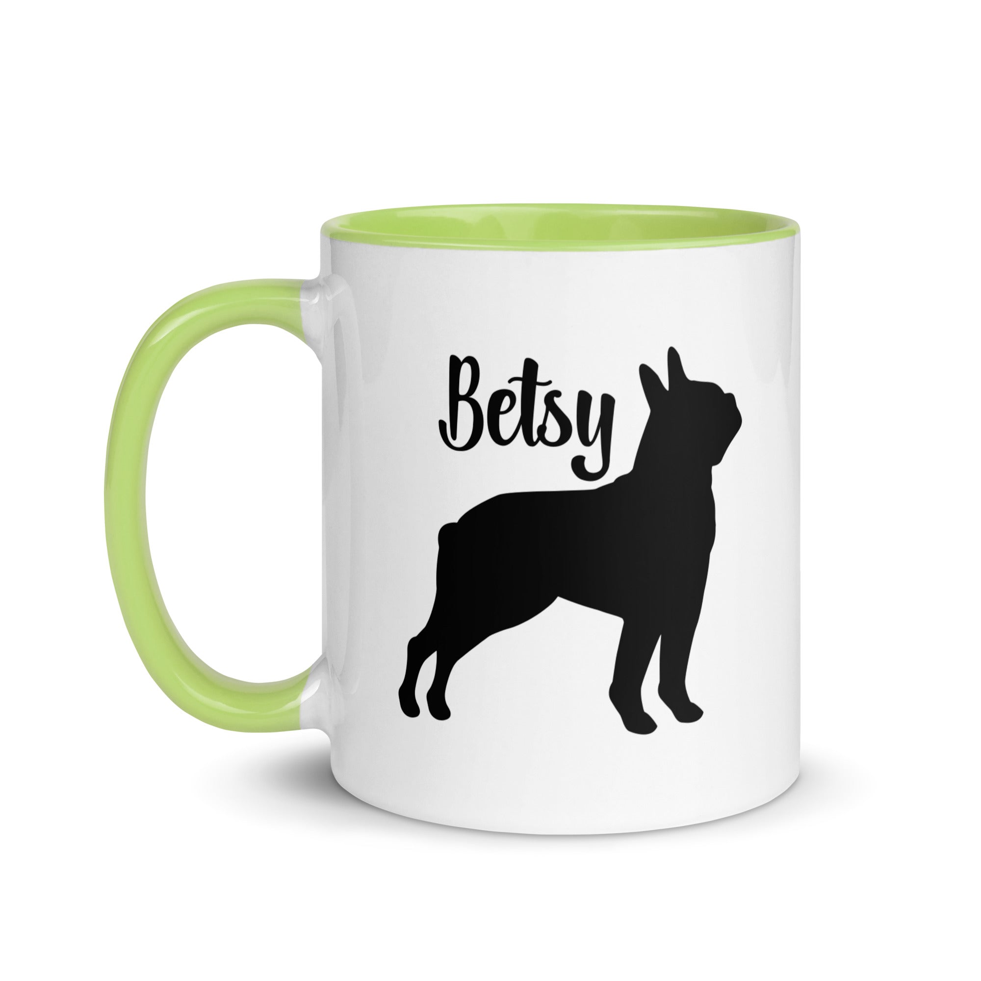 Custom Name with Boston Terrier Silhouette Mug with Color Inside