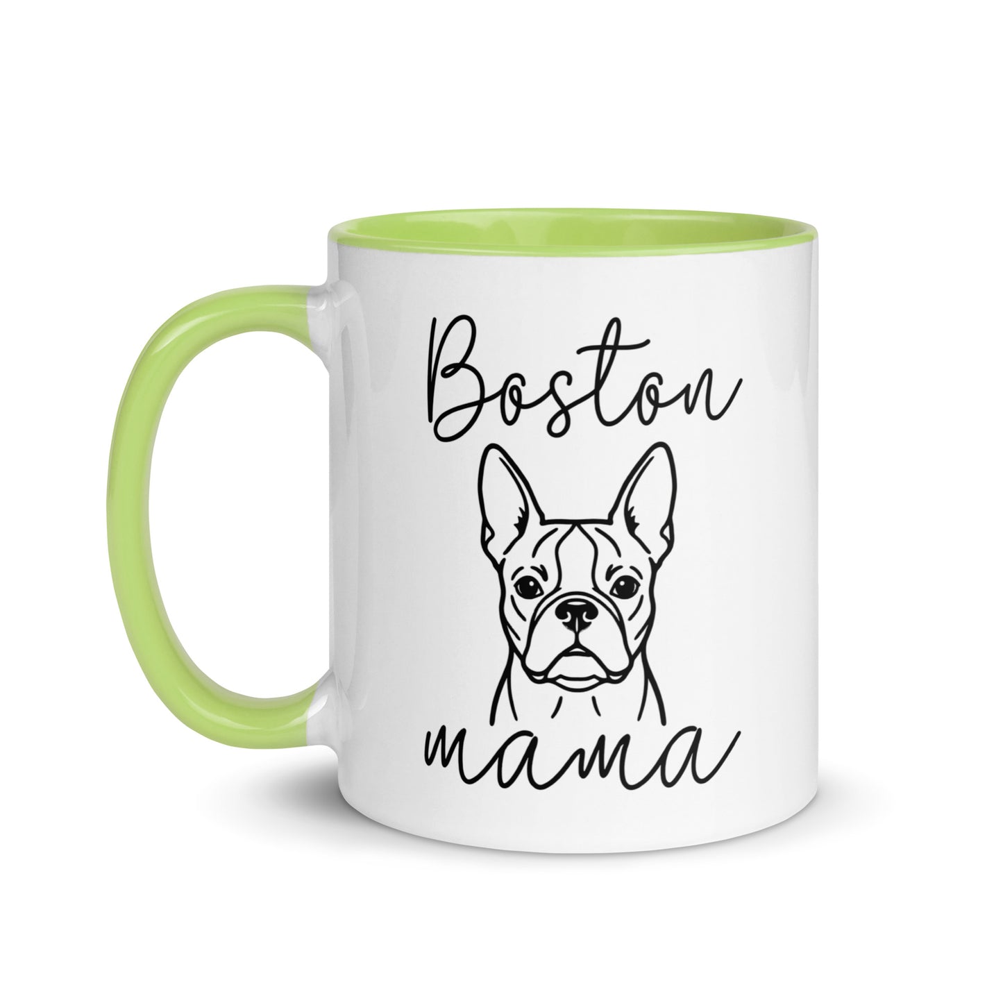 Boston Mama Mode Mug with Color Inside . Green 11 oz