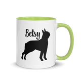 Custom Name with Boston Terrier Silhouette Mug with Color Inside