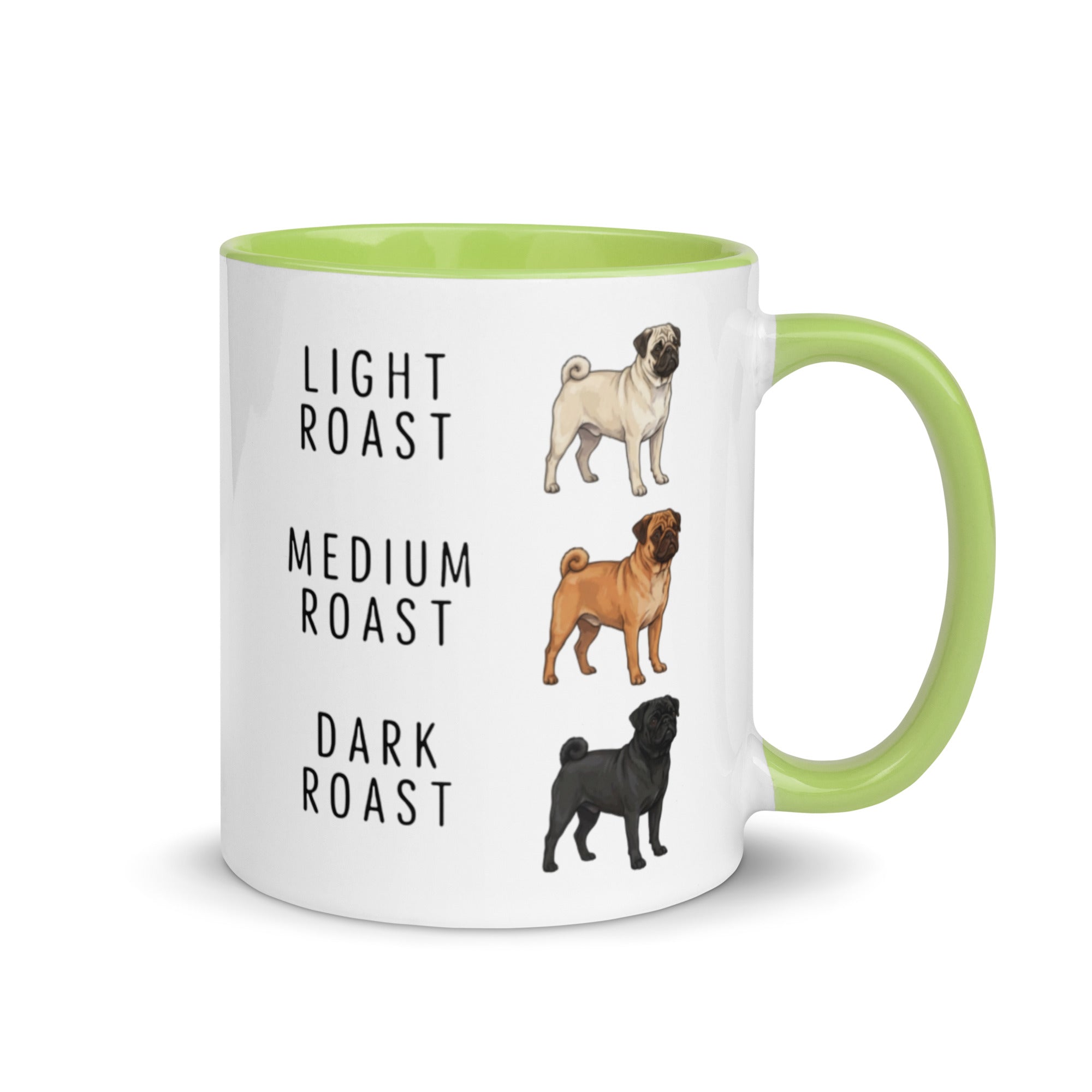 Pug Coffee Roast Mug . Green 11 oz