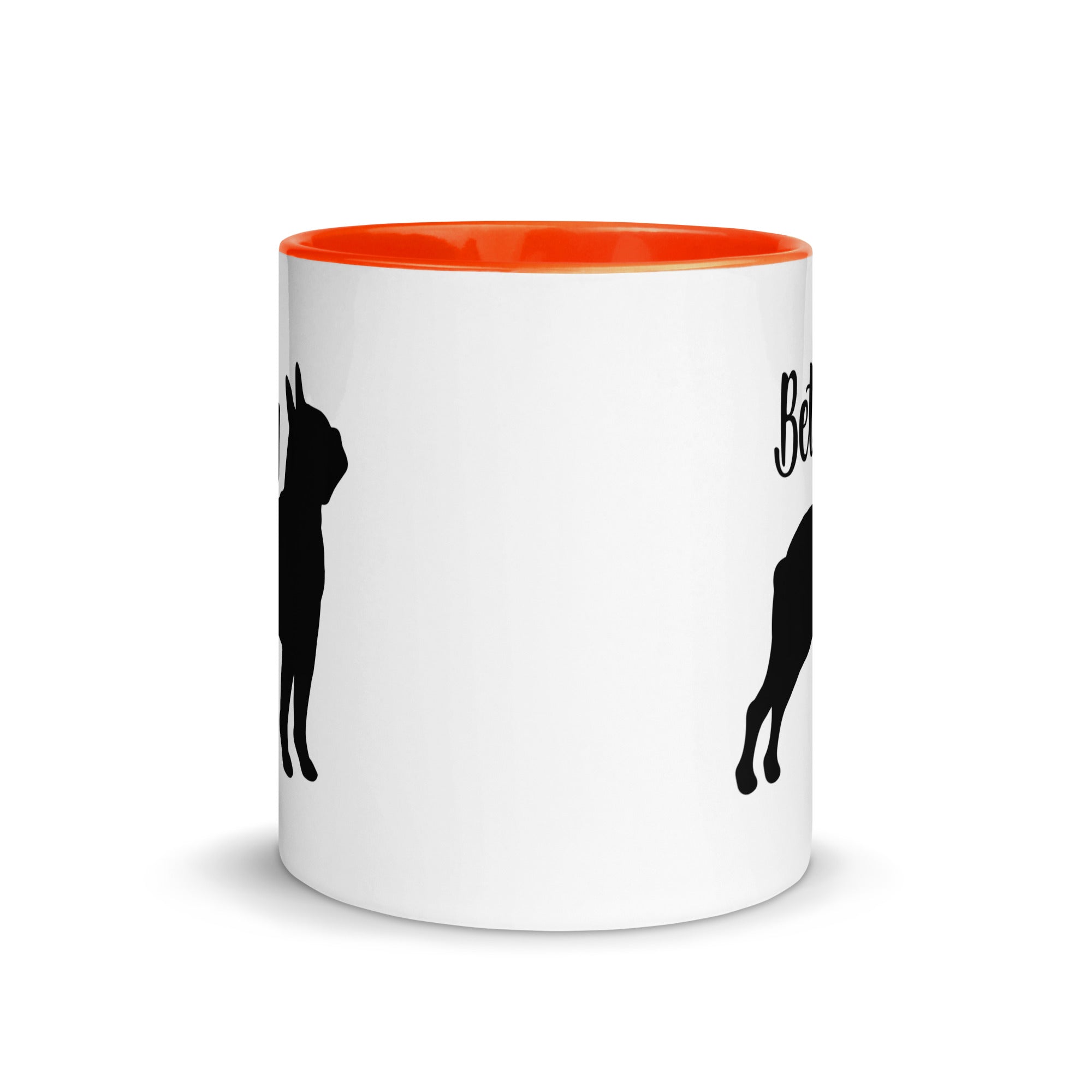 Custom Name with Boston Terrier Silhouette Mug with Color Inside