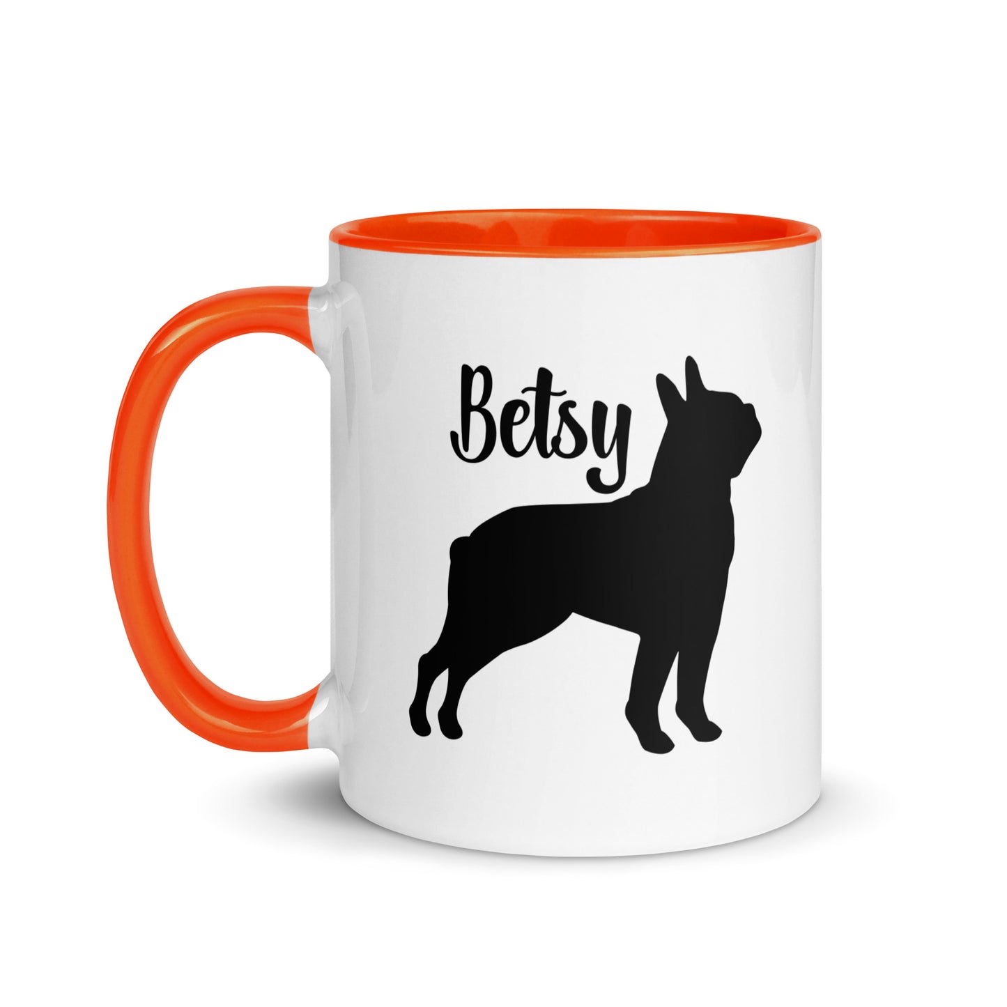 Custom Name with Boston Terrier Silhouette Mug with Color Inside