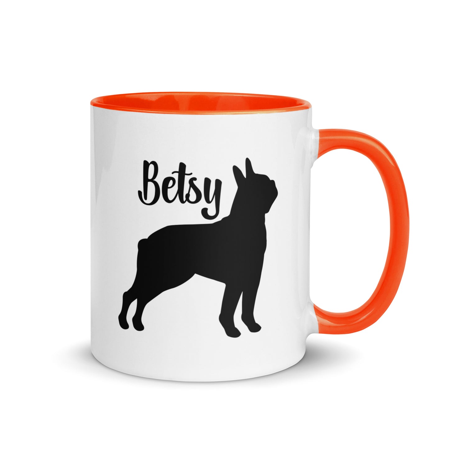 Custom Name with Boston Terrier Silhouette Mug with Color Inside