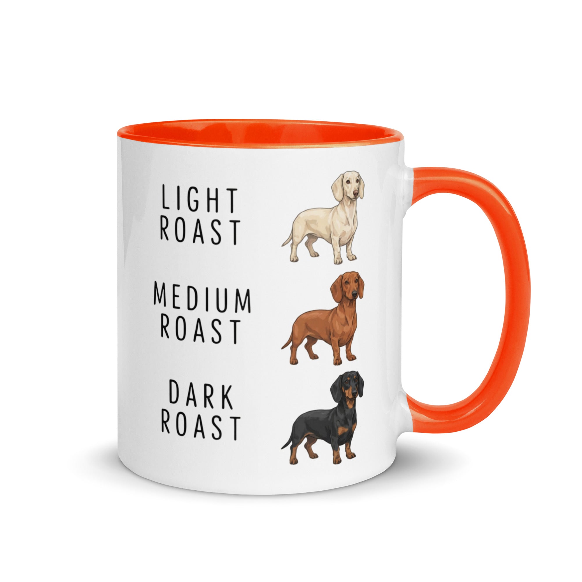 Dachshund Coffee Roast Mug . Orange 11 oz