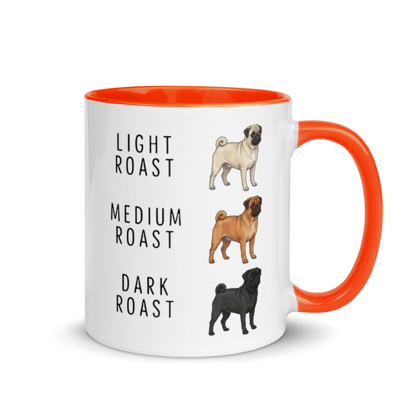 Pug Coffee Roast Mug . Orange 11 oz