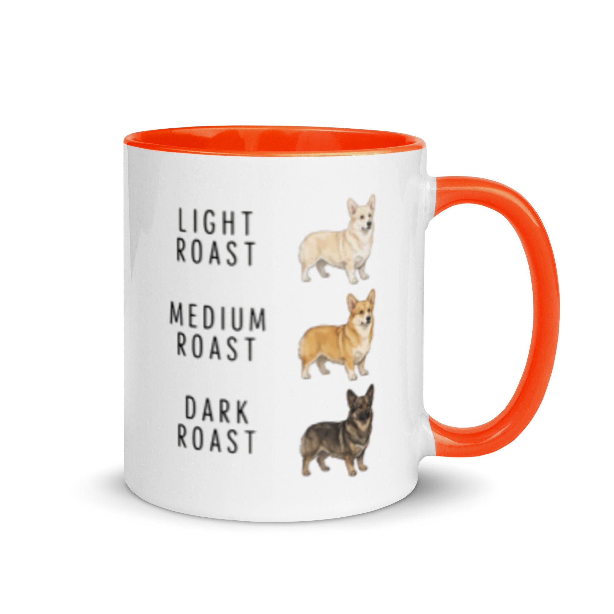 Corgi Coffee Roast Mug . Orange 11 oz