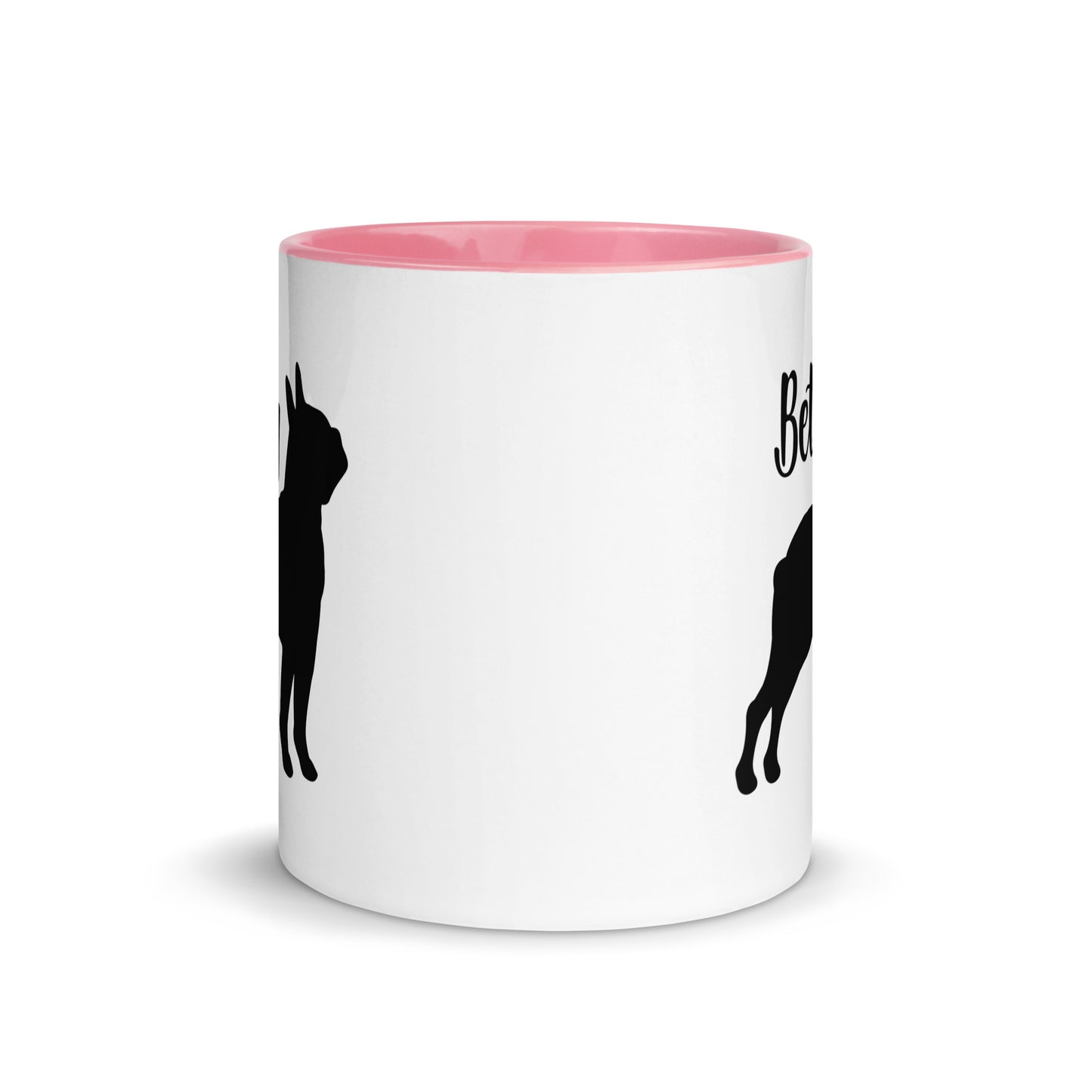 Custom Name with Boston Terrier Silhouette Mug with Color Inside