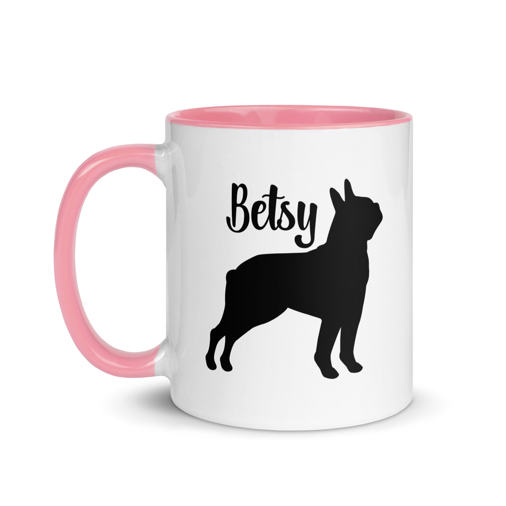 Custom Name with Boston Terrier Silhouette Mug with Color Inside