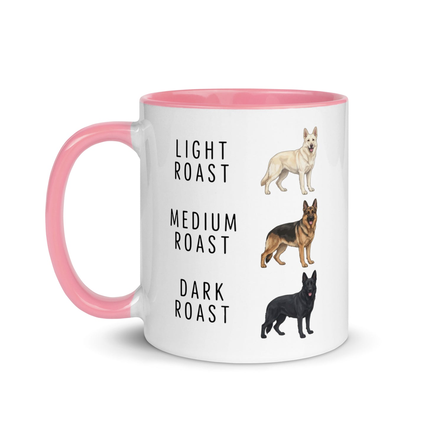 German Shepherd Coffee Roast Mug . Pink 11 oz