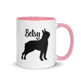 Custom Name with Boston Terrier Silhouette Mug with Color Inside