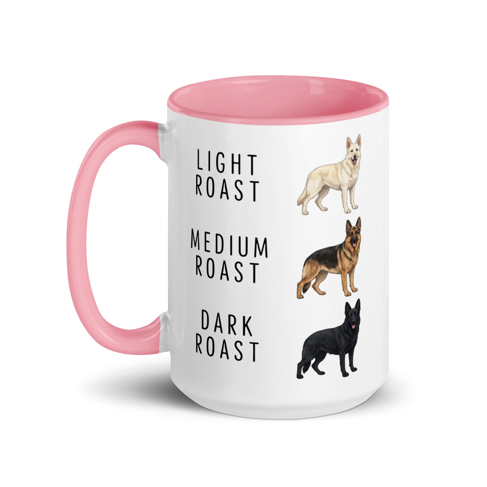 German Shepherd Coffee Roast Mug . Pink 15 oz