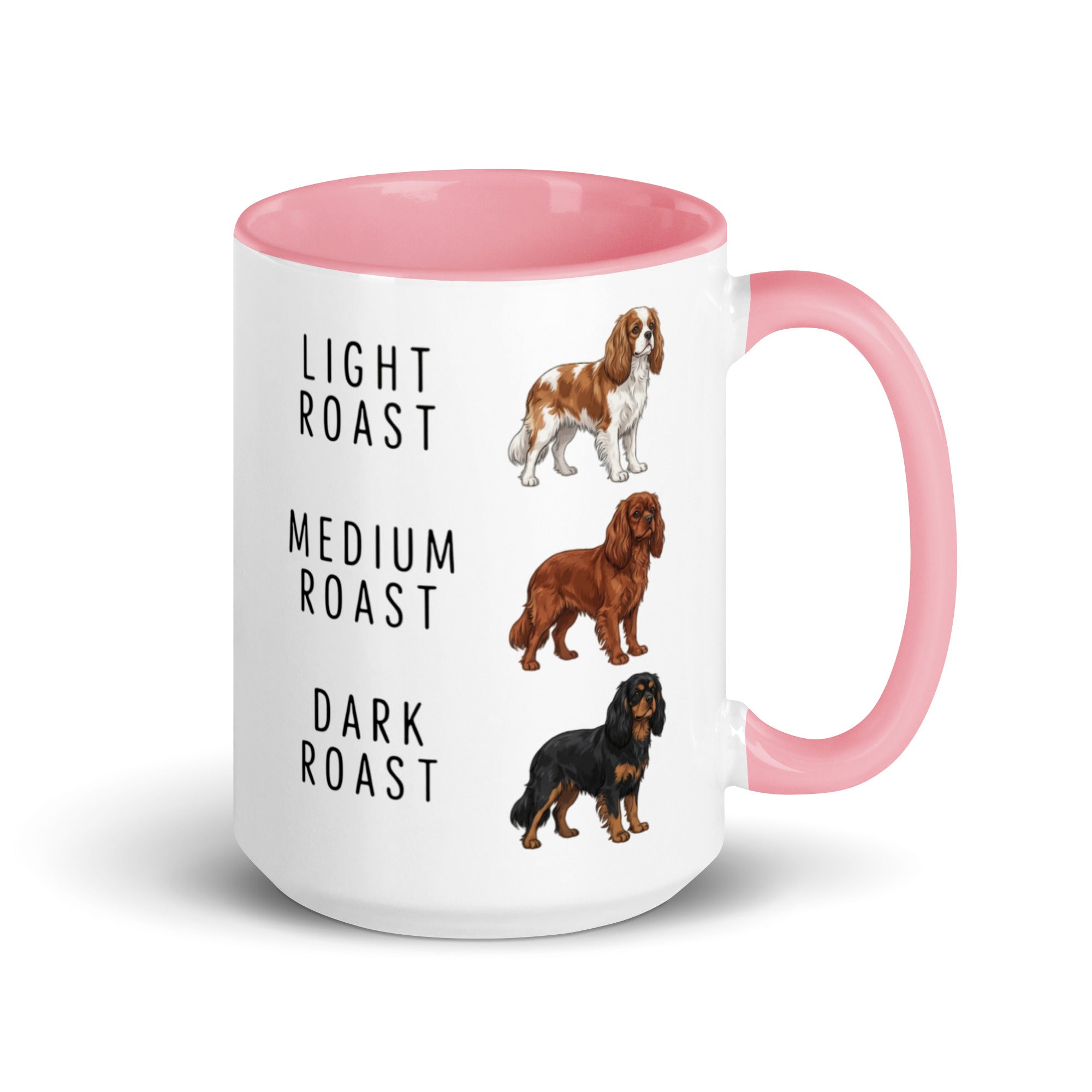 Cavalier King Charles Spaniel Coffee Roast Mug . Pink 15 oz