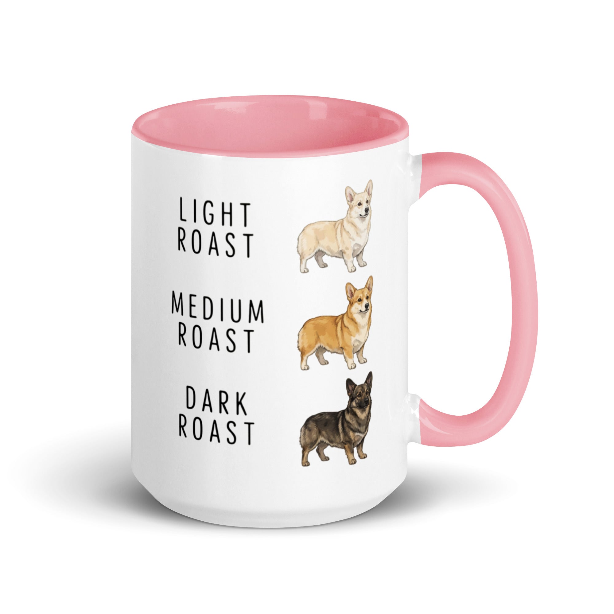 Corgi Coffee Roast Mug . Pink 15 oz