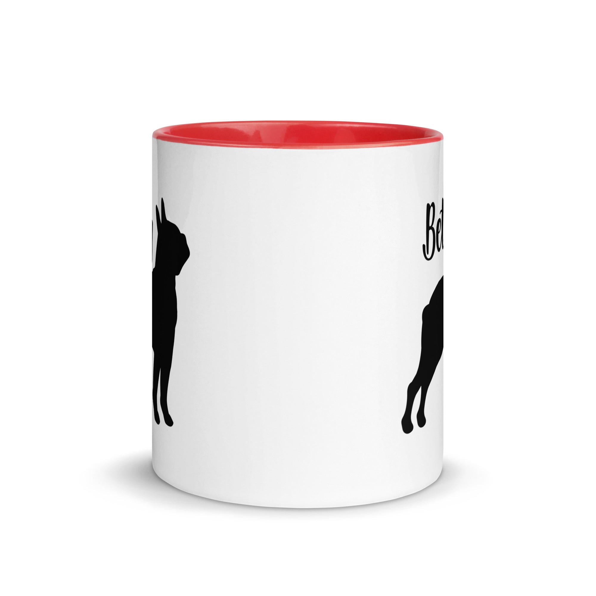 Custom Name with Boston Terrier Silhouette Mug with Color Inside