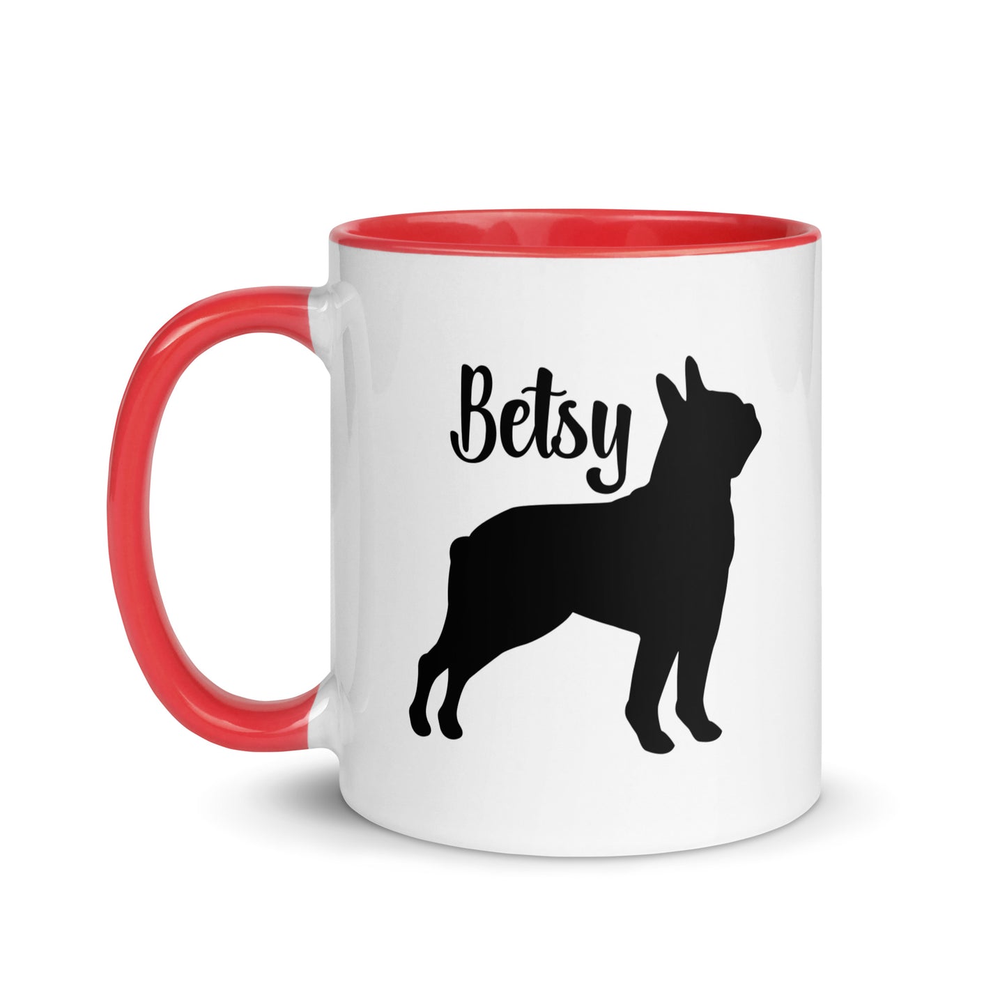 Custom Name with Boston Terrier Silhouette Mug with Color Inside
