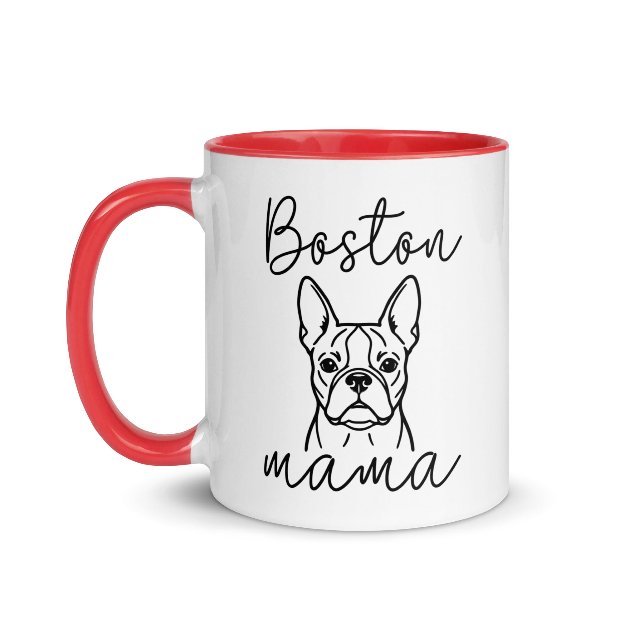 Boston Mama Mode Mug with Color Inside . Red