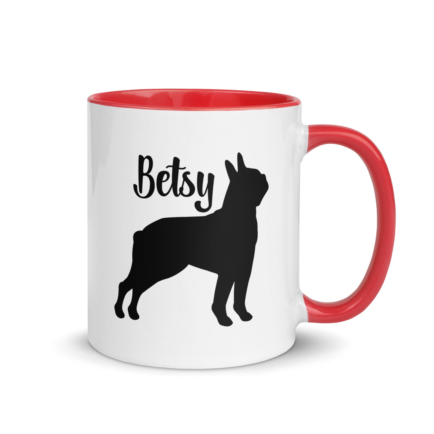 Custom Name with Boston Terrier Silhouette Mug with Color Inside