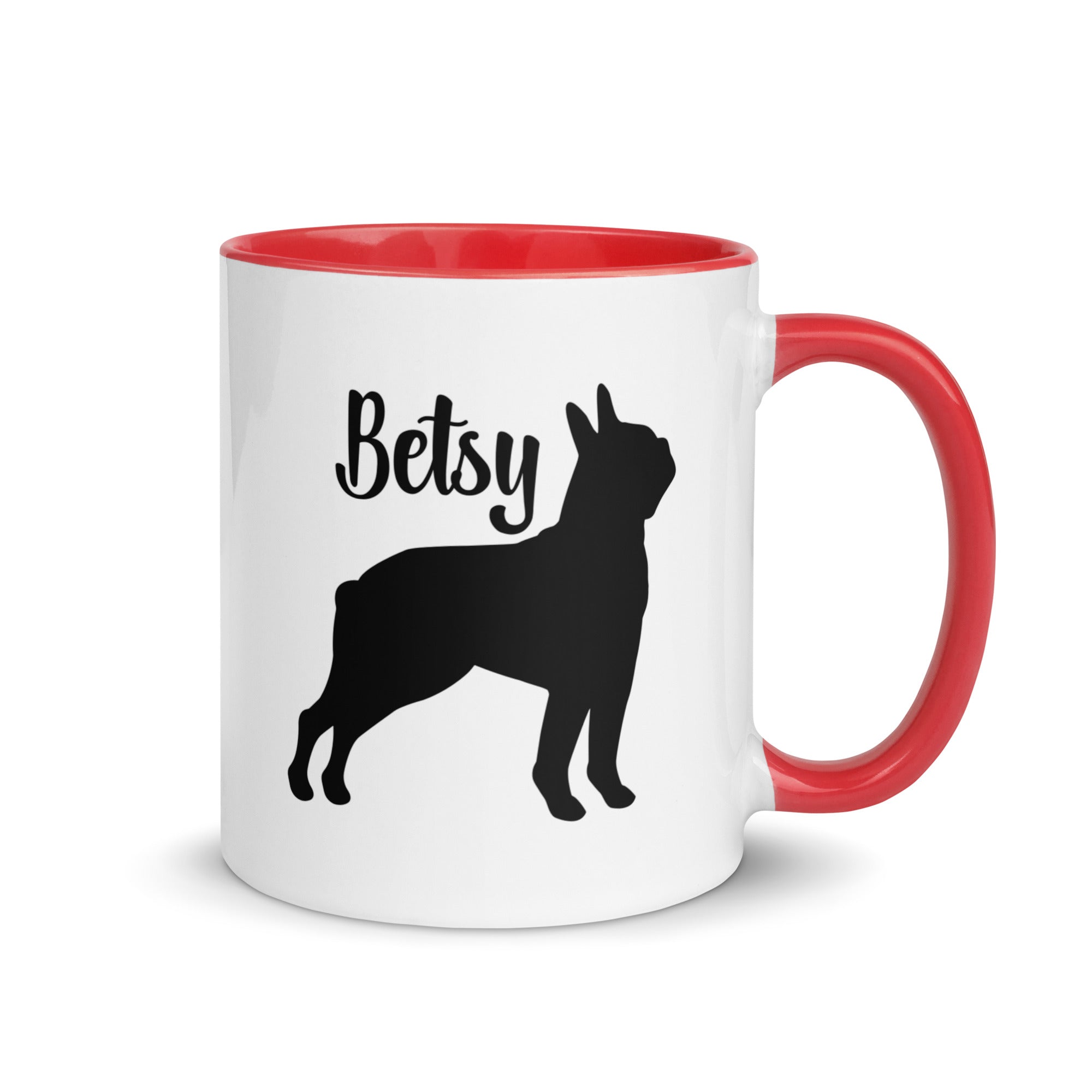 Custom Name with Boston Terrier Silhouette Mug with Color Inside