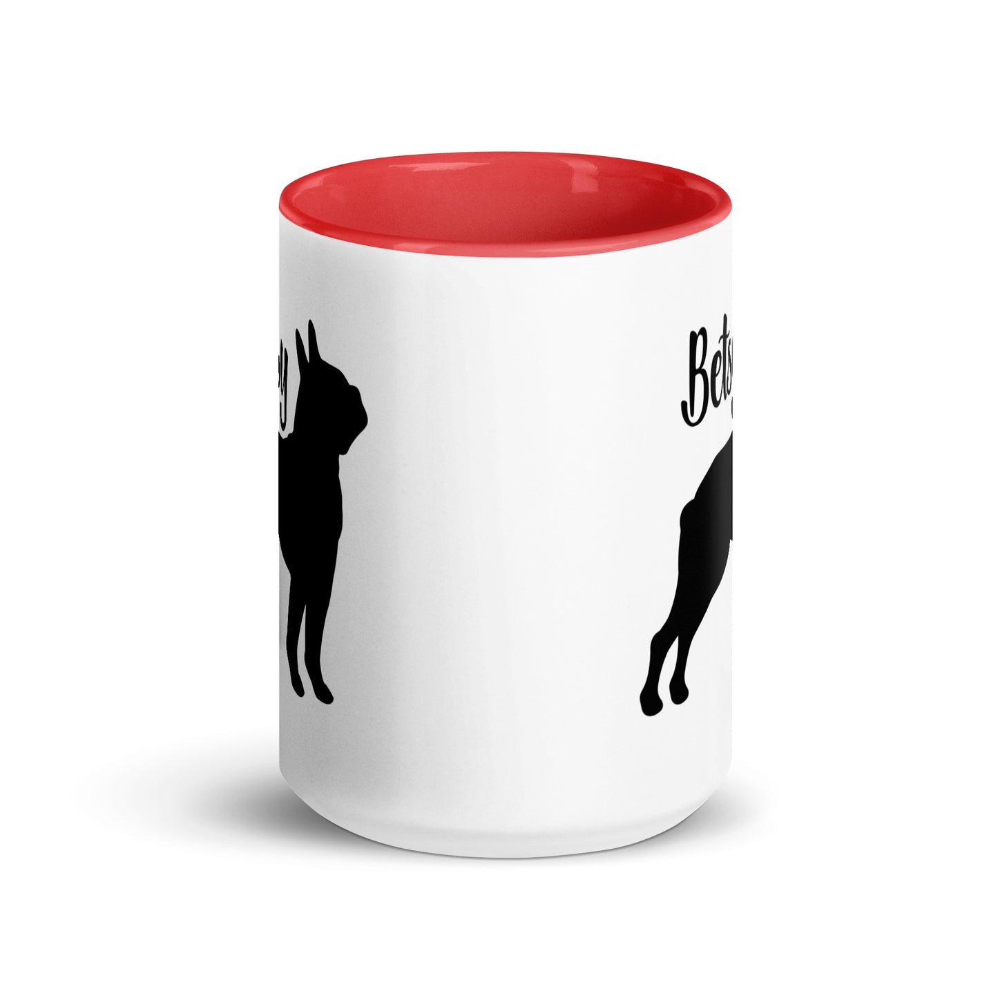 Custom Name with Boston Terrier Silhouette Mug with Color Inside