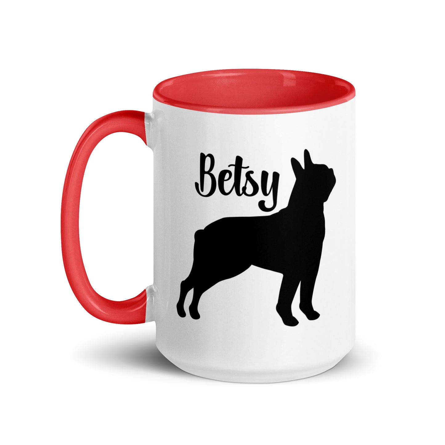 Custom Name with Boston Terrier Silhouette Mug with Color Inside