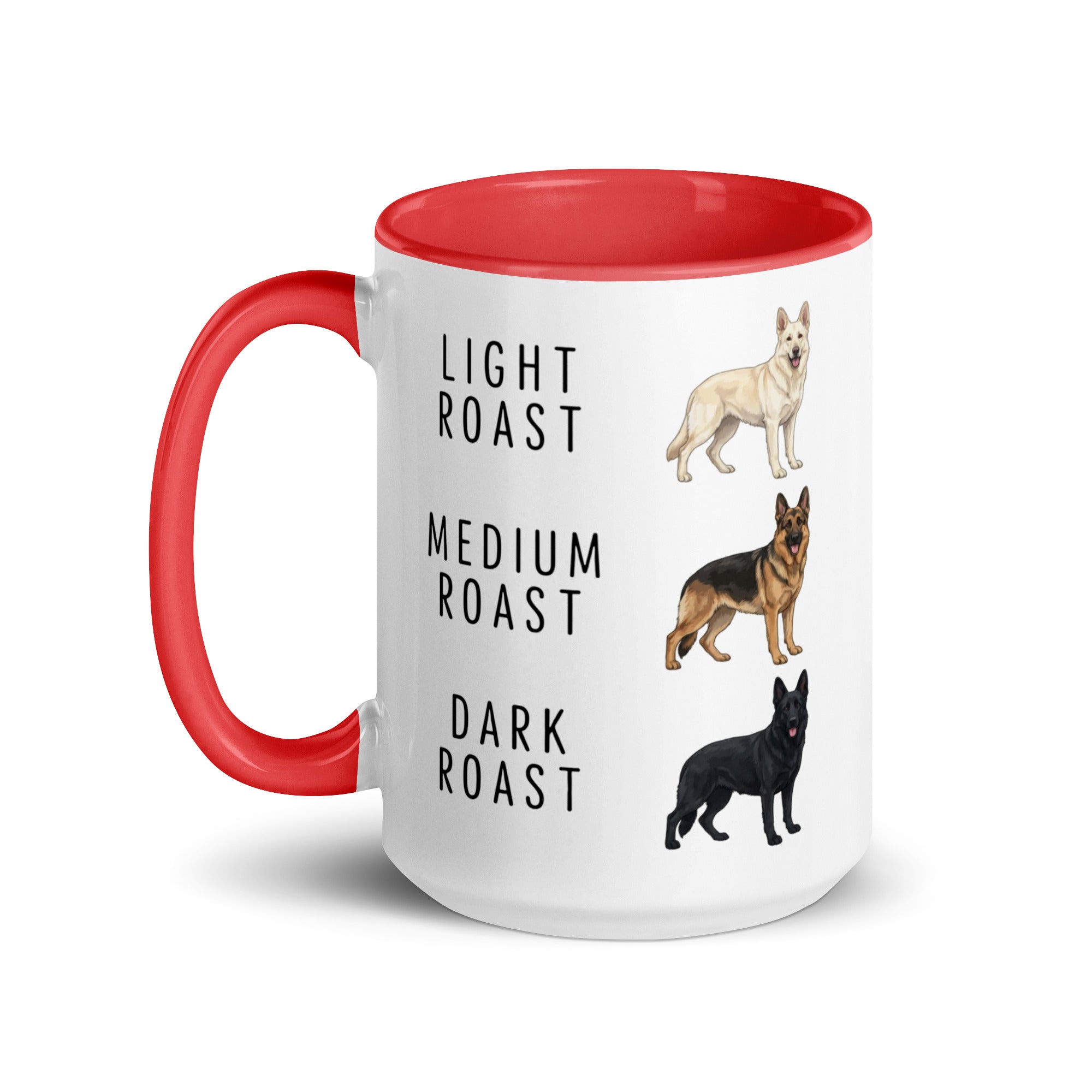 German Shepherd Coffee Roast Mug . Red 15 oz