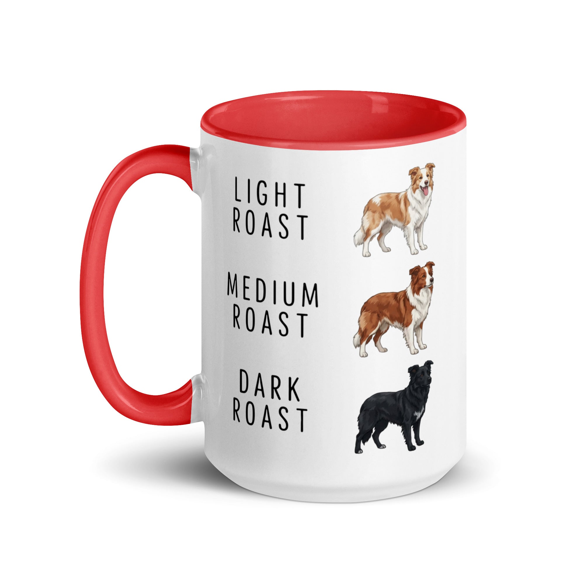 Border Collie Coffee Roast Mug . Red 15 oz