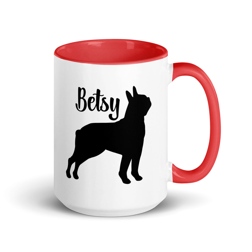 Custom Name with Boston Terrier Silhouette Mug with Color Inside