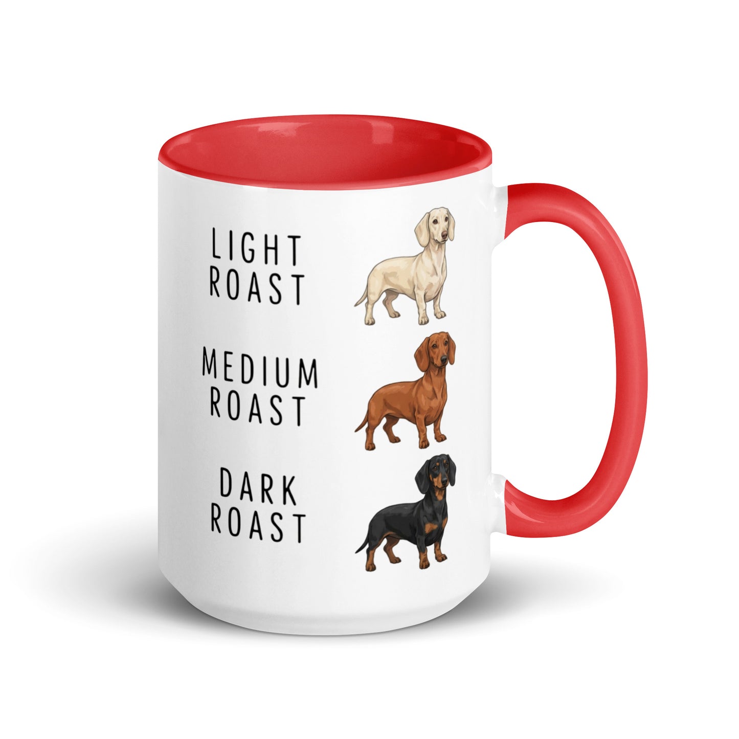 Dachshund Coffee Roast Mug . Red 15 oz