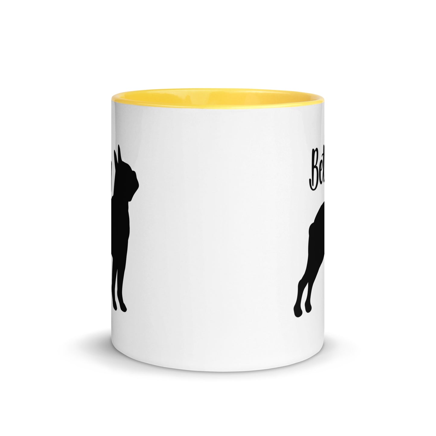Custom Name with Boston Terrier Silhouette Mug with Color Inside
