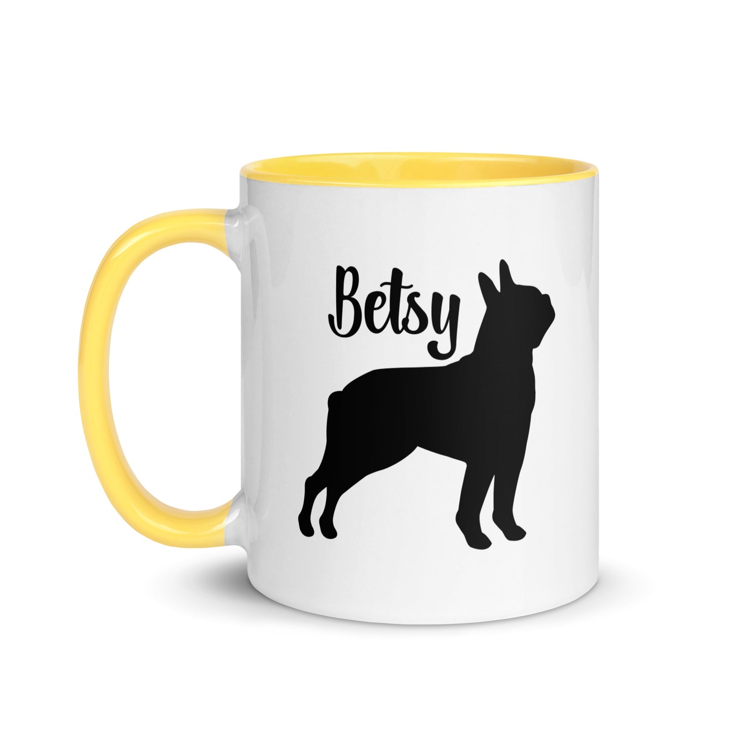 Custom Name with Boston Terrier Silhouette Mug with Color Inside