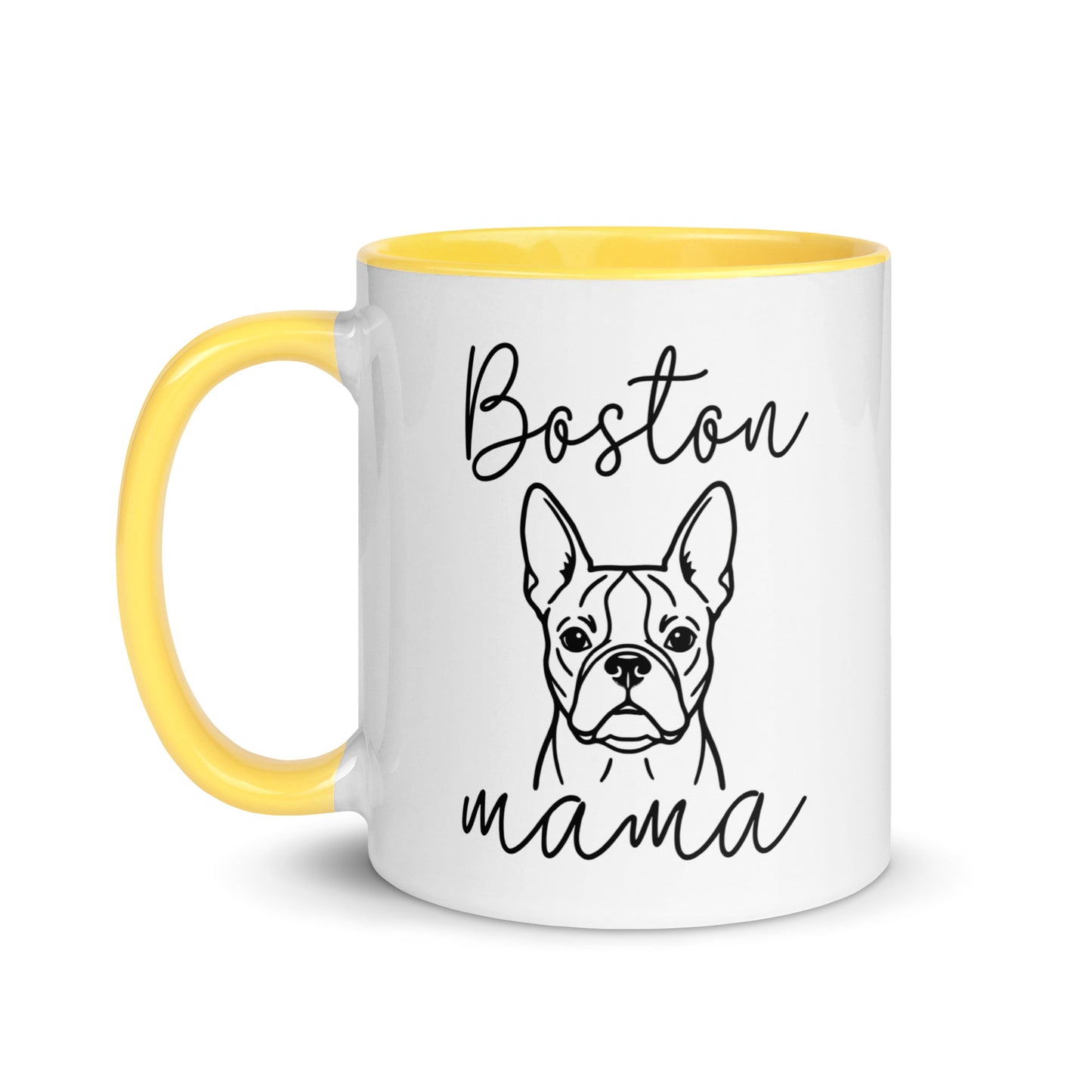 Boston Mama Mode Mug with Color Inside . Yellow 11 oz