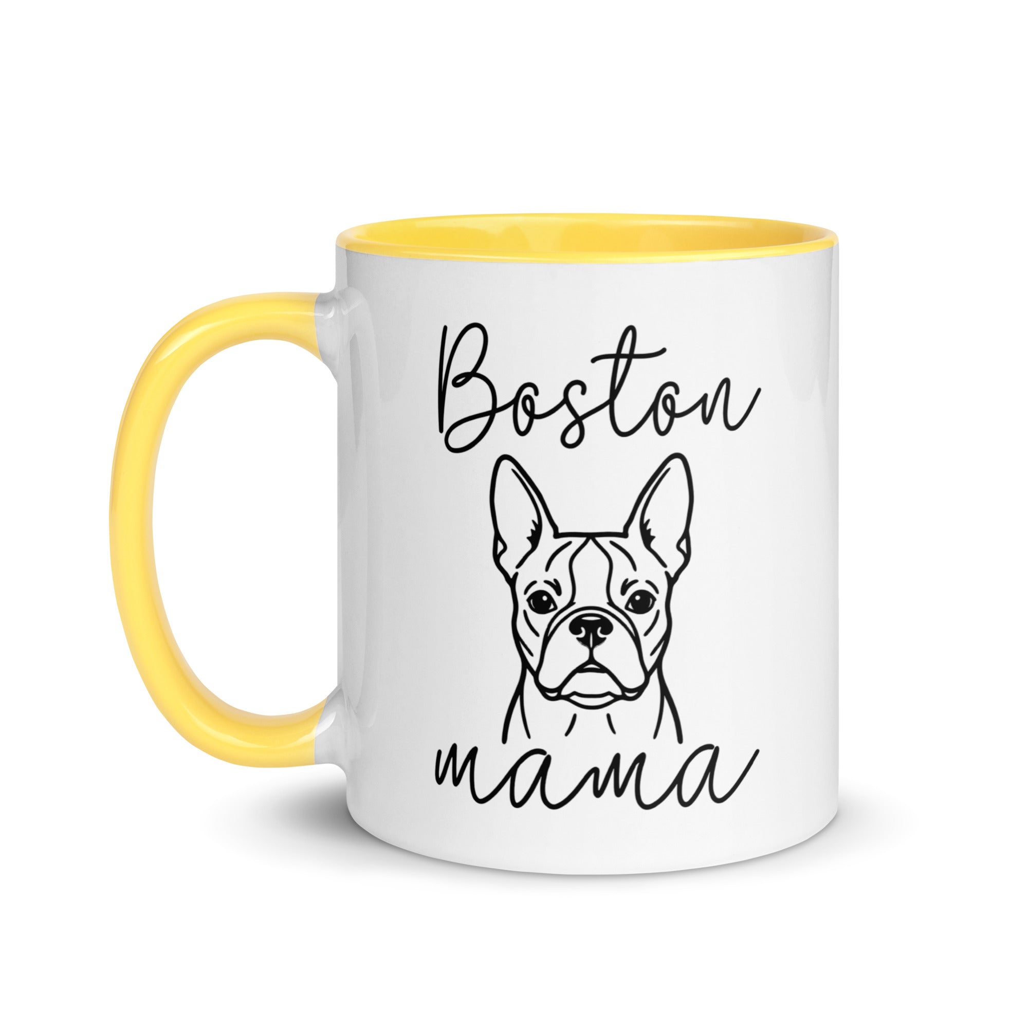 Boston Mama Mode Mug with Color Inside . Yellow 11 oz