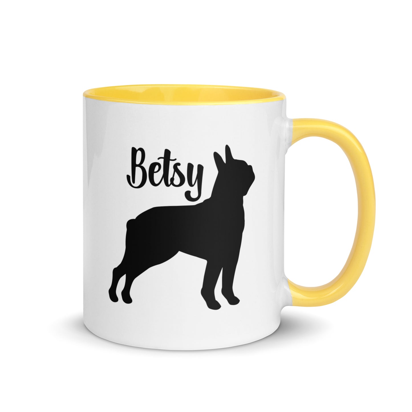 Custom Name with Boston Terrier Silhouette Mug with Color Inside