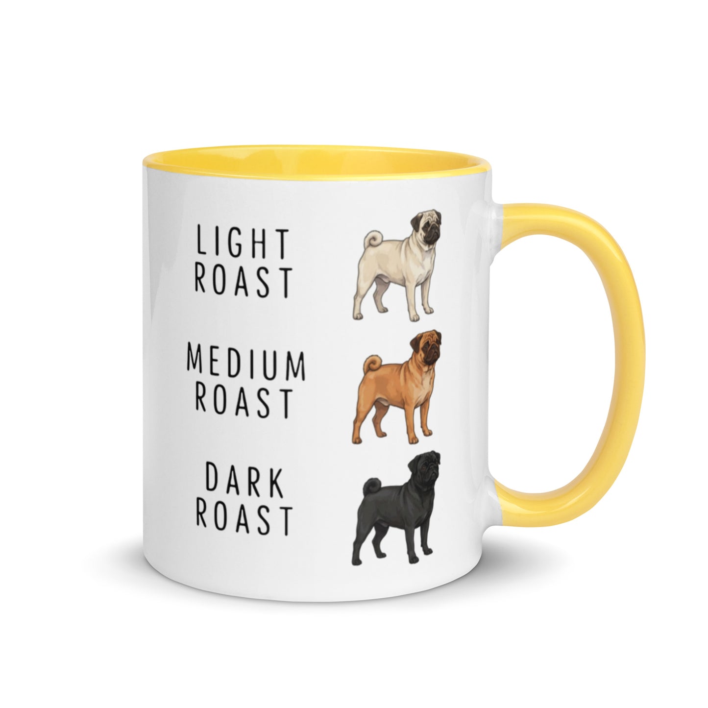 Pug Coffee Roast Mug . Yellow 11 oz