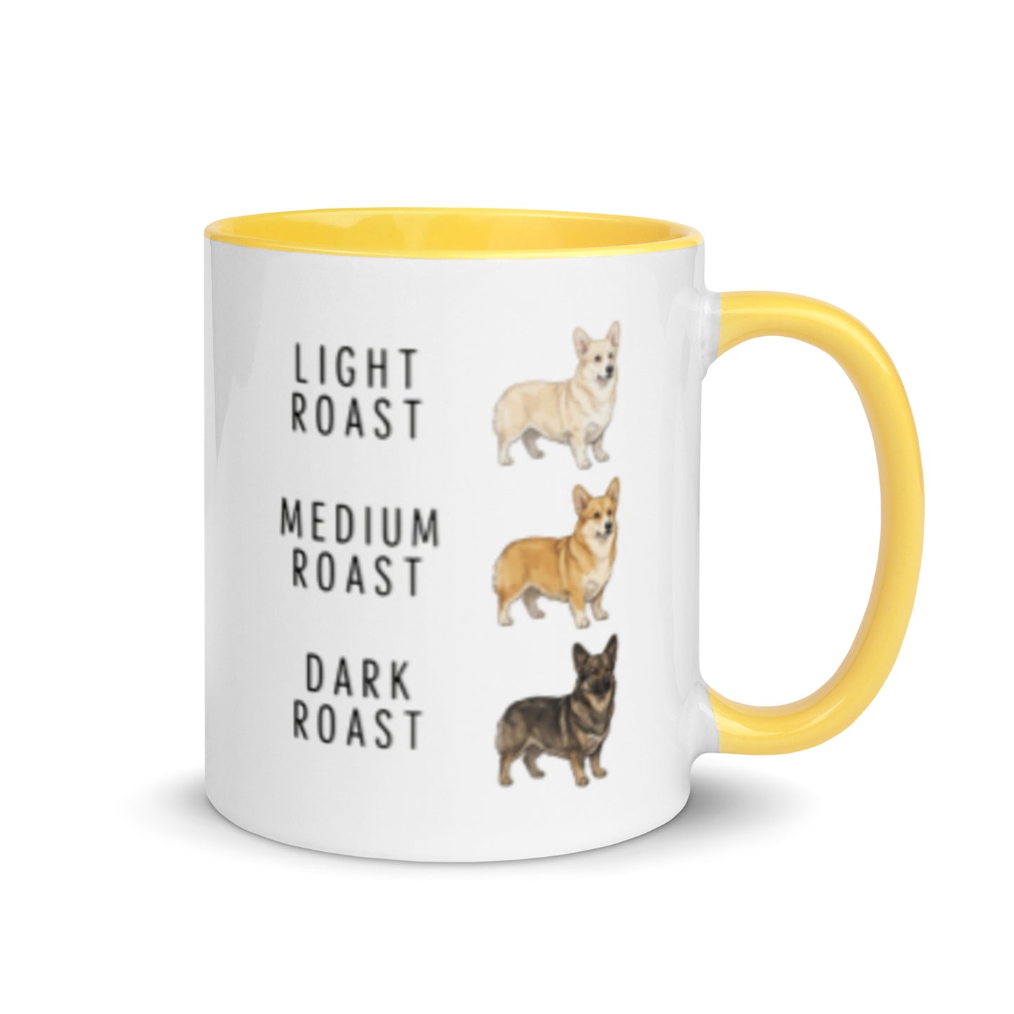 Corgi Coffee Roast Mug . Yellow 11 oz