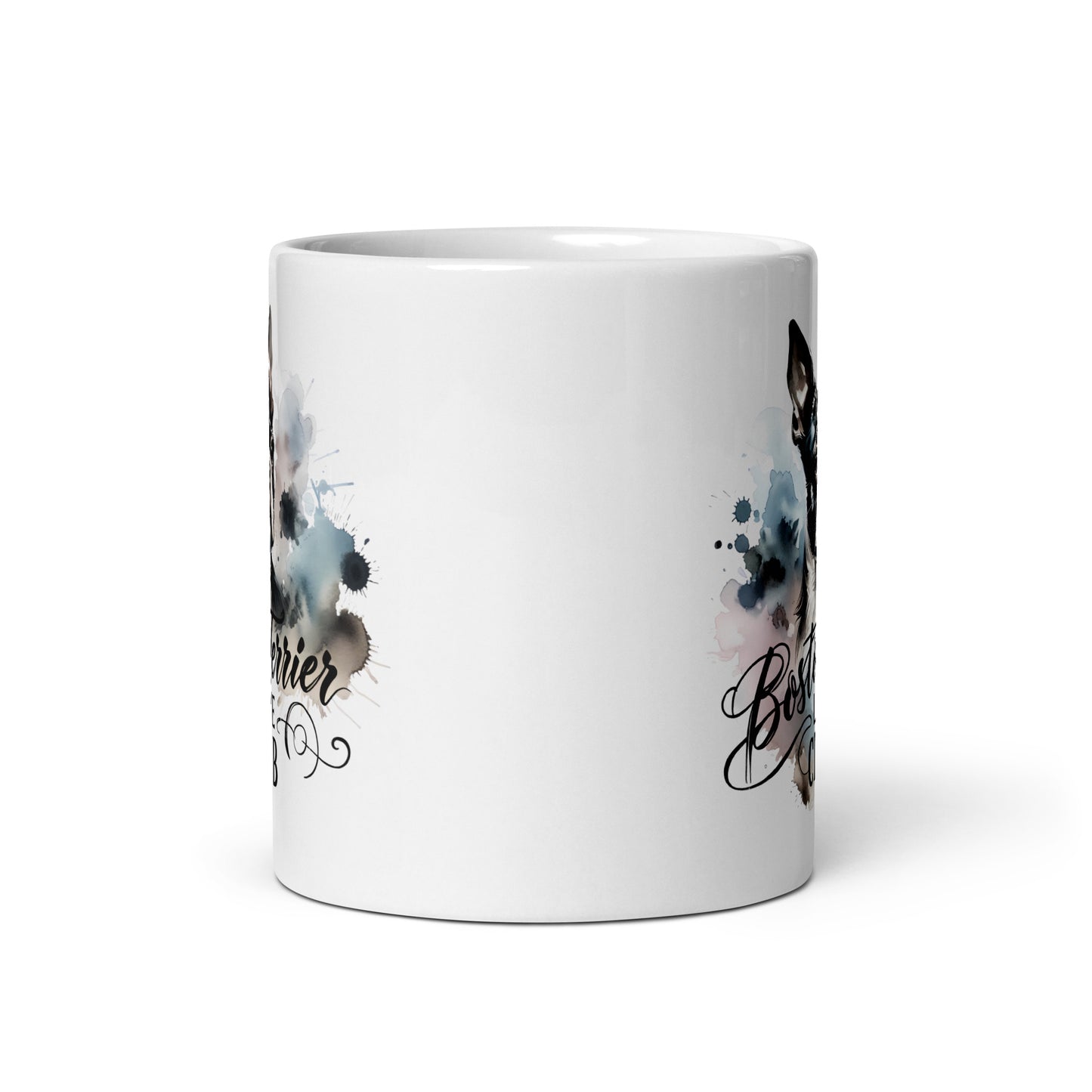 Elegant Watercolor Boston Terrier Art White Glossy Mug - Boston Terrier Love Club