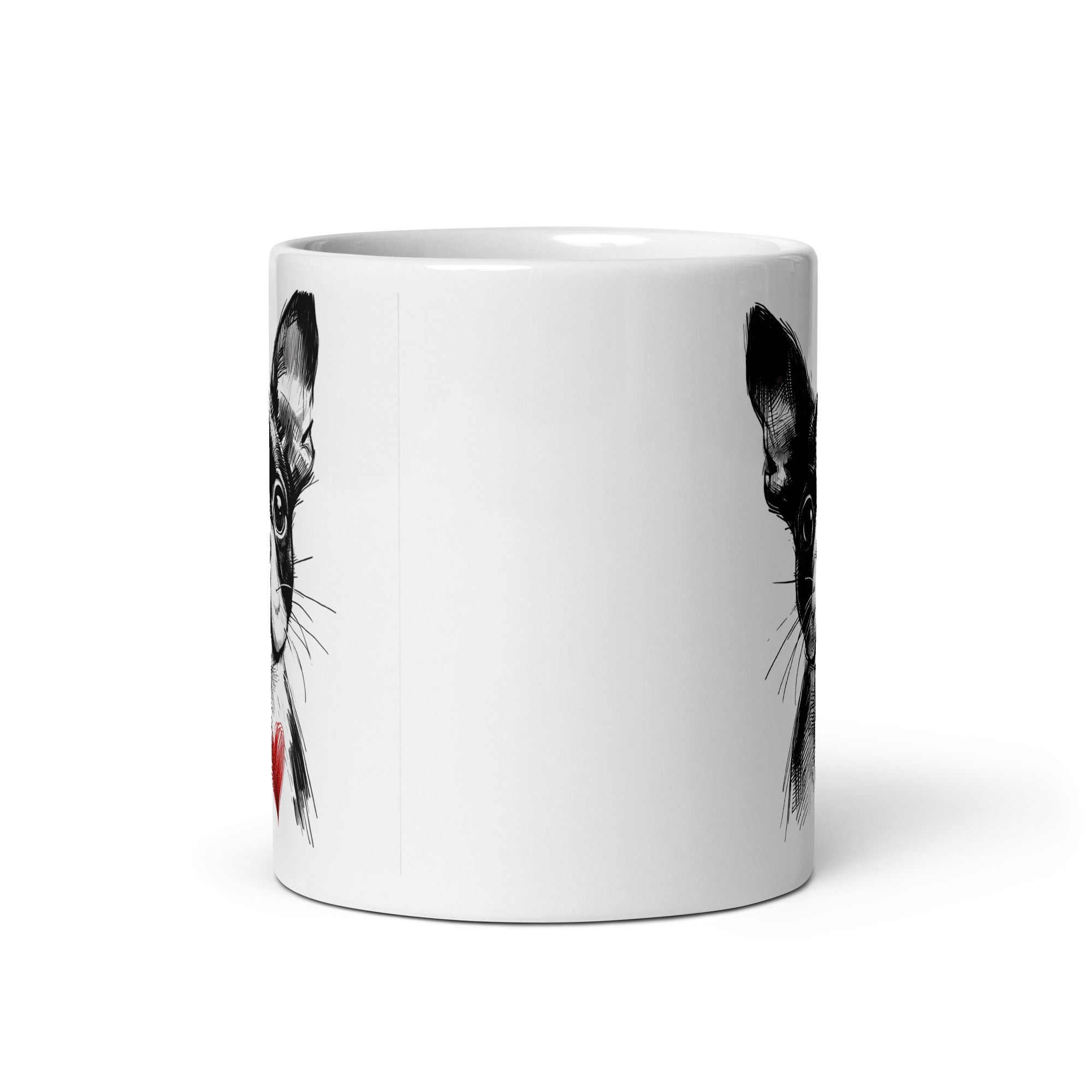 Boston Terrier Heart White Glossy Mug