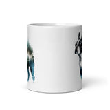 Watercolor Forest Boston Terrier Dog Portrait White Glossy Mug .