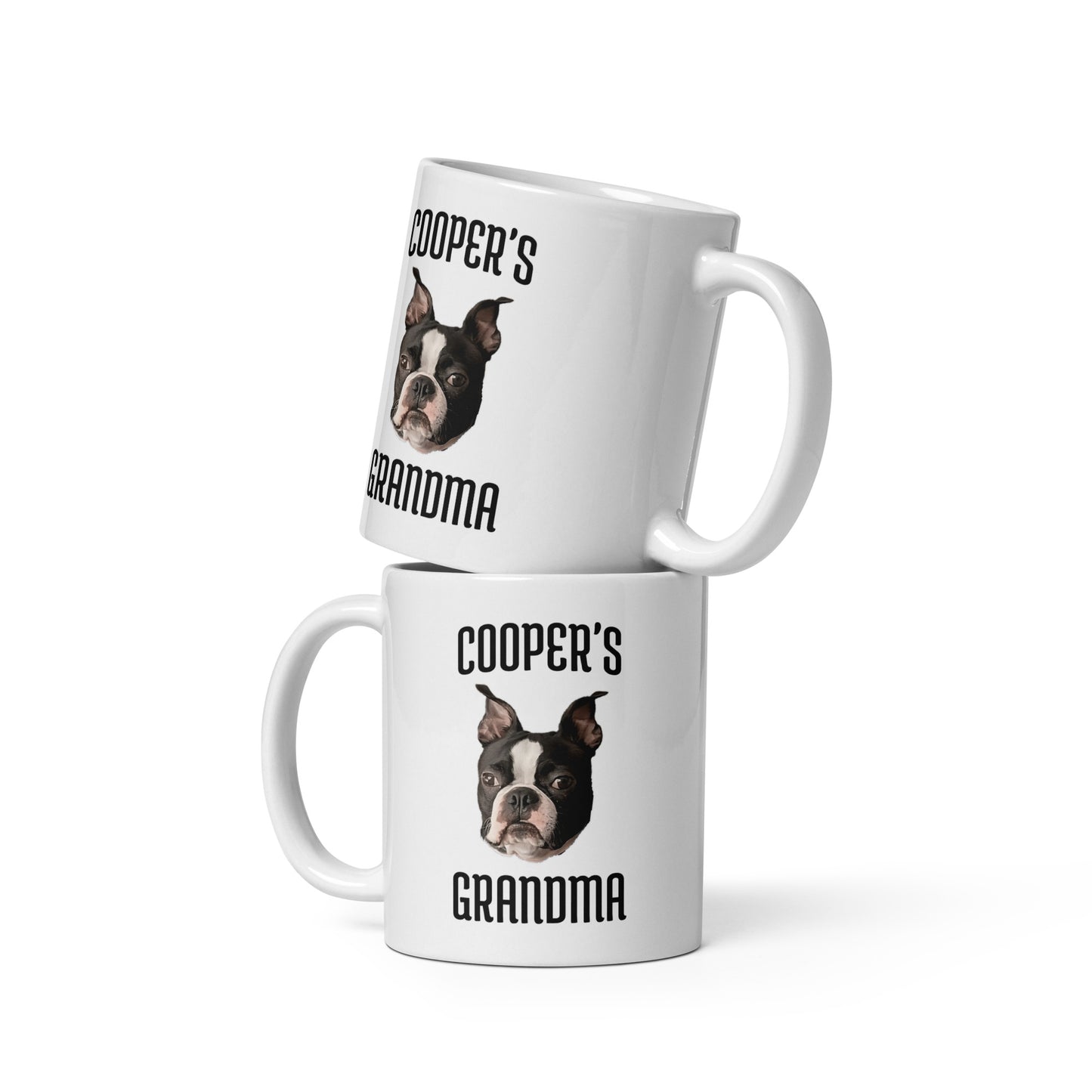 Custom Dog Grandma With Dog's Name White Glossy Mug - Dog Grandmother Gift