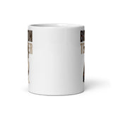 Brindle Boston Terrier Dog White Glossy Mug .