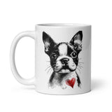 Boston Terrier Heart White Glossy Mug