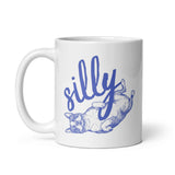 Silly Boston Terrier Dog Upside Down White Glossy Mug .
