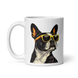 Too Cool Boston Terrier Dog White Glossy Mug .