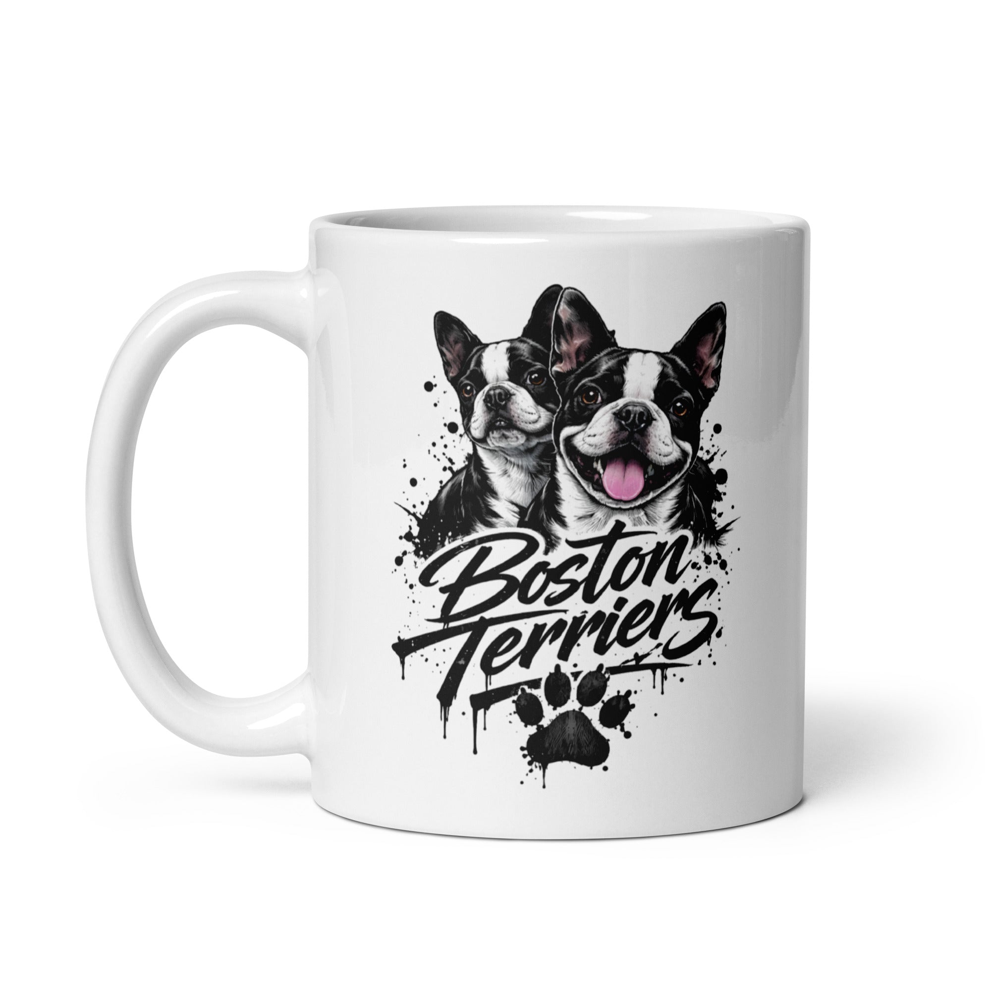 Boston Terriers Graffiti Streetwear White Glossy Mug .